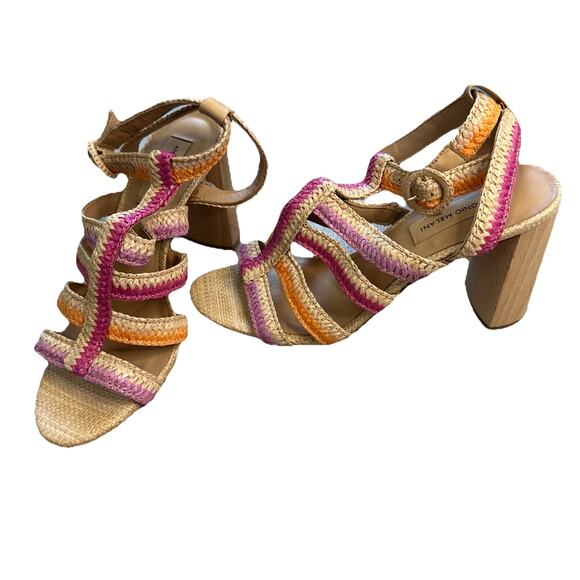 ANTONIO MELANI Shoes - Antonio Melani Gwindolin Raffia T-Strap Dress Block Heeled Sandals Size 9.5M